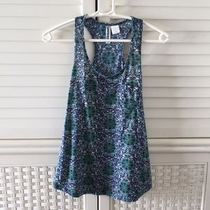 Wurl small tank top blue green pattern